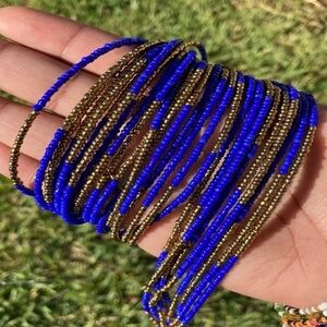 Elegant Blue and Gold Waist Beads